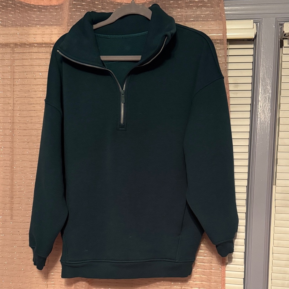 LuluLemon Green Half-Zip Sweater.